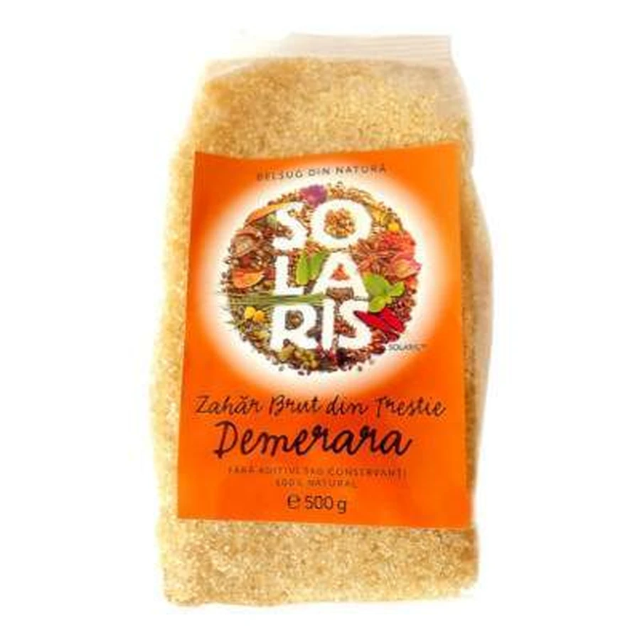 Тростинний цукор-сирець Demerara, 500 г, Solaris: ціни та характеристики