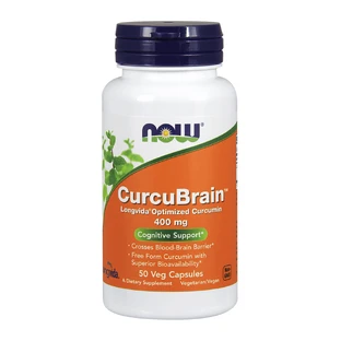 Now Foods CurcuBrain 400 мг, куркума, 50 вегетаріанських капсул