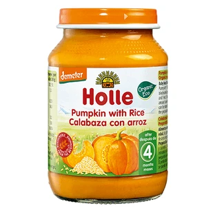 Пюре из тыквы и риса, +4 месяца, 190 г, Holle Baby Food