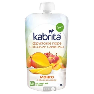 Фруктовое пюре с козьими сливками Kabrita Манго с яблочным пюре с 6 месяцев 100 г