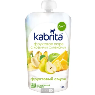 Фруктовое пюре с козьими сливками Kabrita Яблочное пюре с морковью с 6 месяцев 100 г