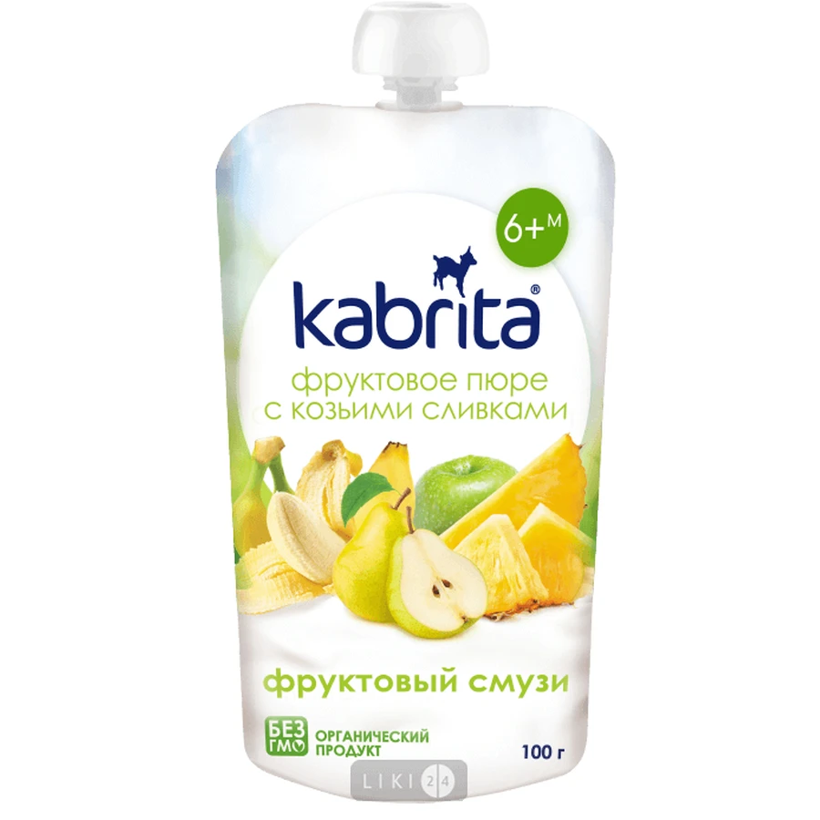 Фруктовое пюре с козьими сливками Kabrita Яблочное пюре с морковью с 6 месяцев 100 г: цены и характеристики