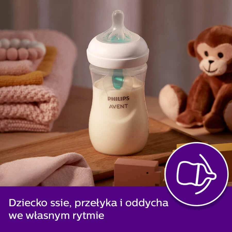 Avent Natural Response, пляшечка з чутливою соскою, з клапаном AirFree, mi, інтенсивність потоку 3, SCY673/82, після 1 місяця, 260 мл ПОЛАМАНА УПАКОВКА: ціни та характеристики