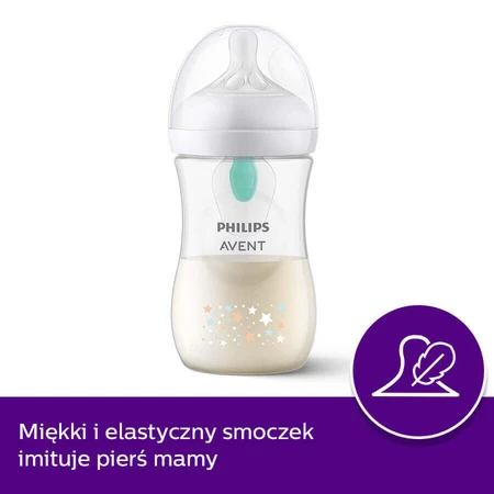Avent Natural Response, пляшечка з чутливою соскою, з клапаном AirFree, mi, інтенсивність потоку 3, SCY673/82, після 1 місяця, 260 мл ПОЛАМАНА УПАКОВКА: ціни та характеристики