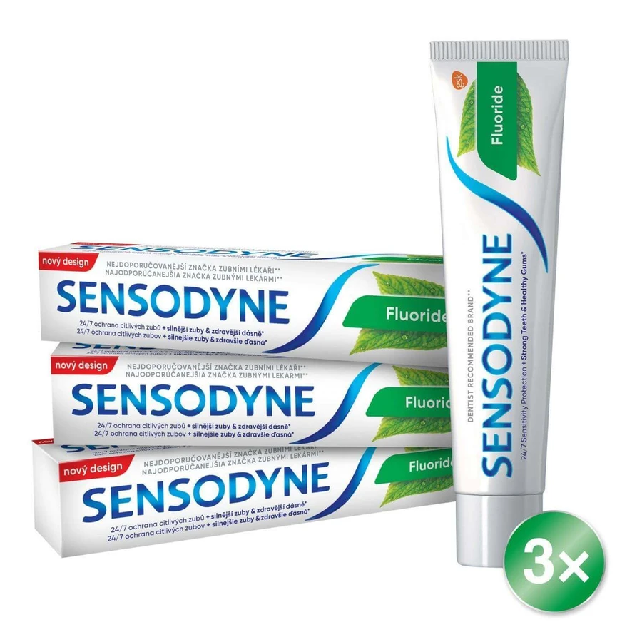 Зубна паста Sensodyne Fluoride 3 x 75 мл: ціни та характеристики