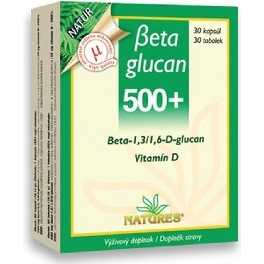 NATURES Бетаглюкан 500+ 1×30 капсул, дієтична добавка: ціни та характеристики