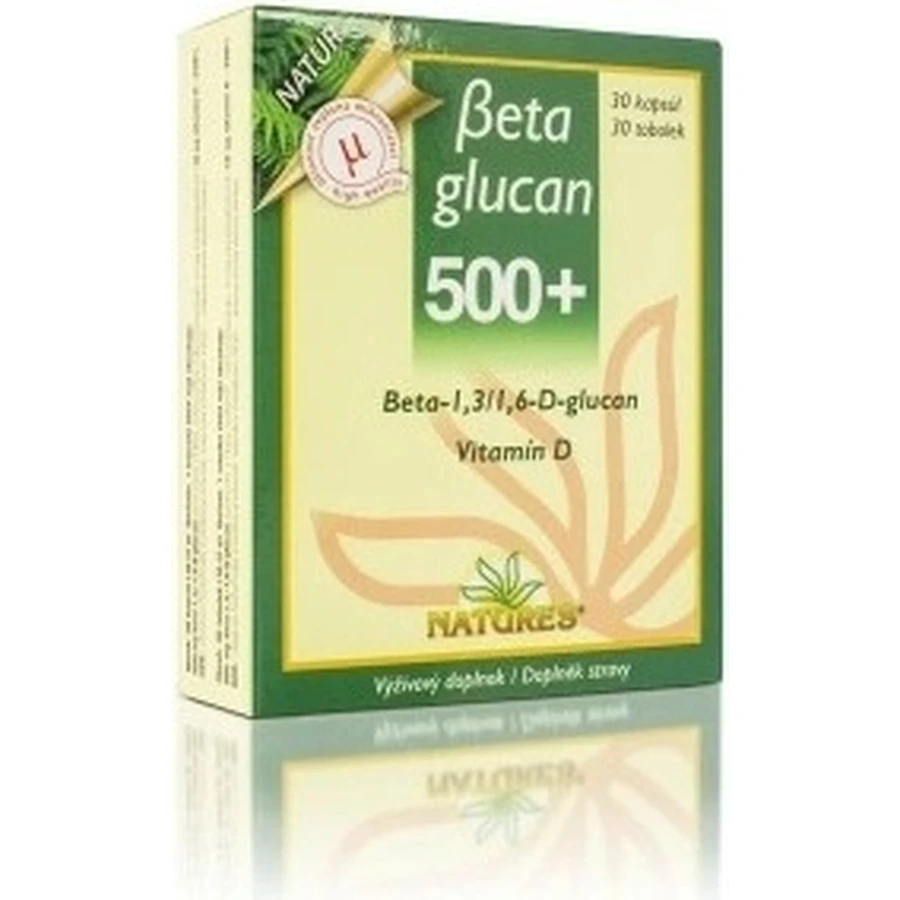 NATURES Бетаглюкан 500+ 1×30 капсул, дієтична добавка: ціни та характеристики