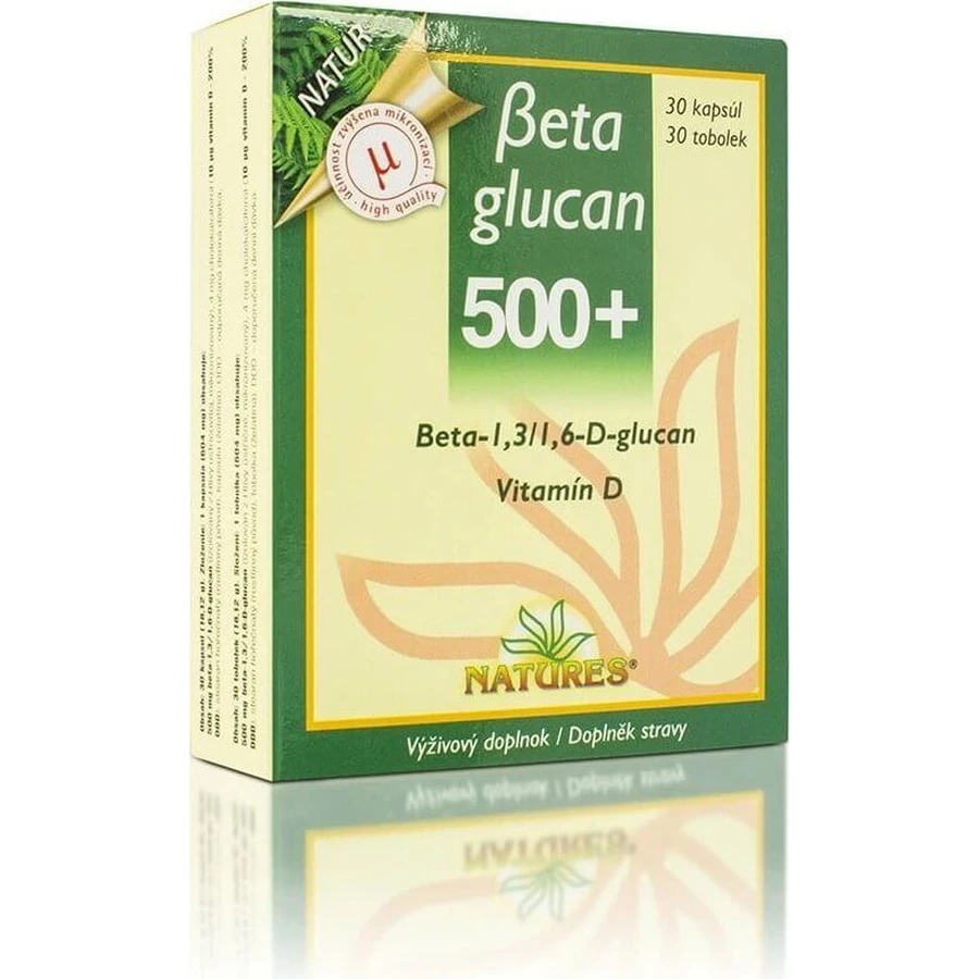NATURES Бетаглюкан 500+ 1×30 капсул, дієтична добавка: ціни та характеристики