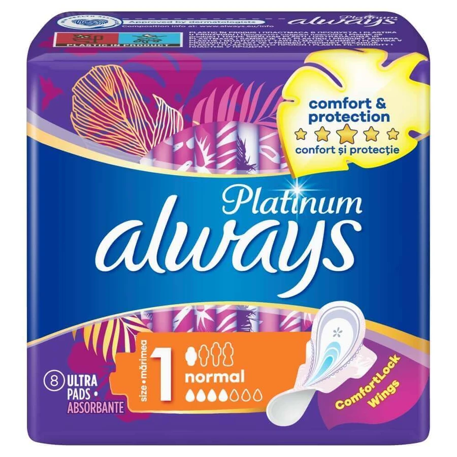 Завжди Платинум, гігієнічні рушники з крилами, Ultra Normal Plus, 8 шт.: ціни та характеристики