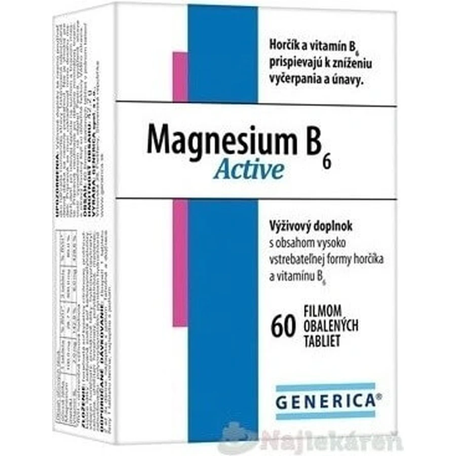 GENERICA Магній B6 Актив 1×60 табл., магній + B6: ціни та характеристики