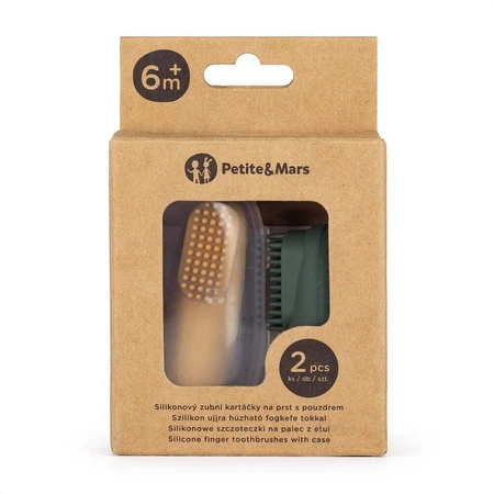 Petite&Mars Набір силіконових зубних щіток Ochre&Green 0м+ 2 шт: ціни та характеристики