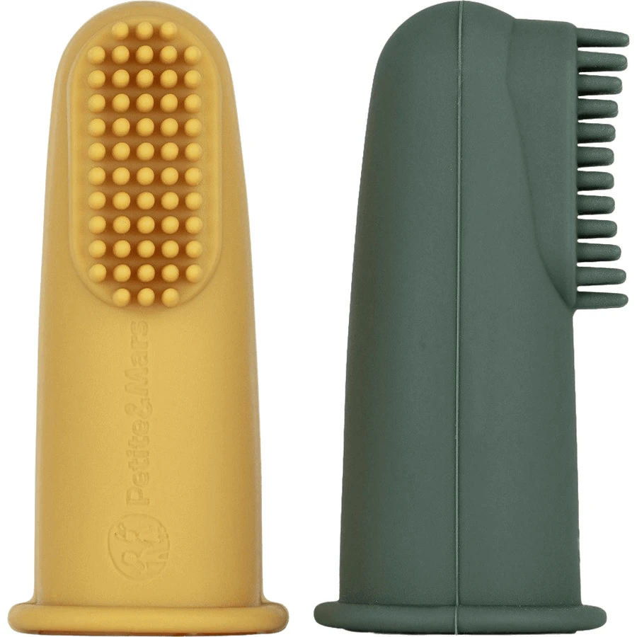 Petite&Mars Набір силіконових зубних щіток Ochre&Green 0м+ 2 шт: ціни та характеристики