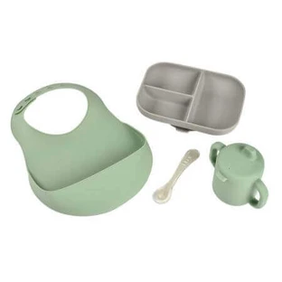 Силіконовий столовий набір Essentials, сірий/шавлієвий зелений, 4 штуки, Beaba