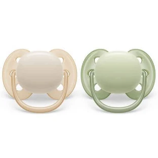Philips Avent Ультра м'які пустушки, 0-6 місяців, 2 штуки, зелені та жовті, SCF091/05, Philips