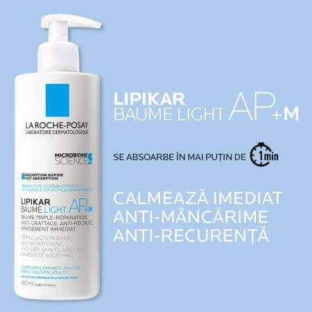 La Roche-Posay Lipikar Baume Light AP+M бальзам потрійної дії проти сухих плям, 400 мл: ціни та характеристики