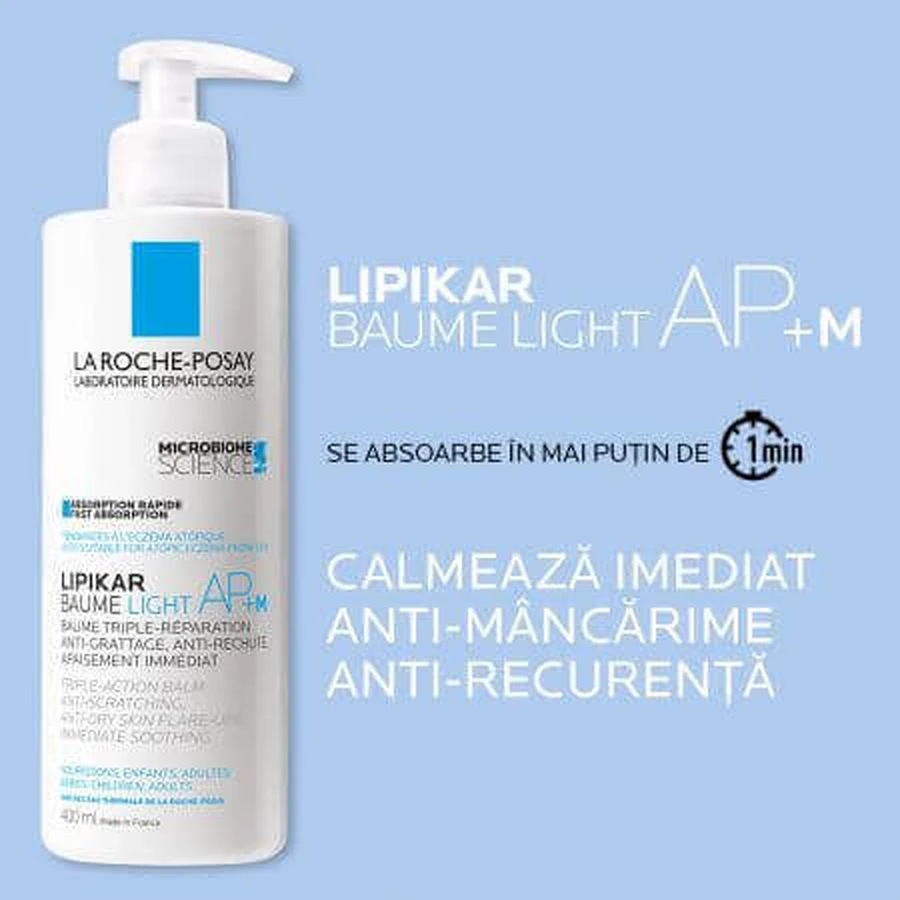 La Roche-Posay Lipikar Baume Light AP+M бальзам потрійної дії проти сухих плям, 400 мл: ціни та характеристики