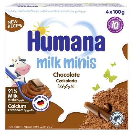 Humana Milk Minis Dessert, шоколадный пудинг, после 10 месяцев, 4 х 100 г: цены и характеристики