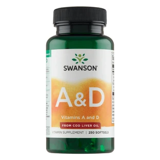 Swanson A & D, вітамін А 500 мкг + D 400 МО, капсули по 250 Ел