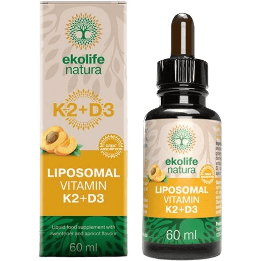 Ekolife Natura Ліпосомальний вітамін K2 + D3 мархуа 60 мл: ціни та характеристики