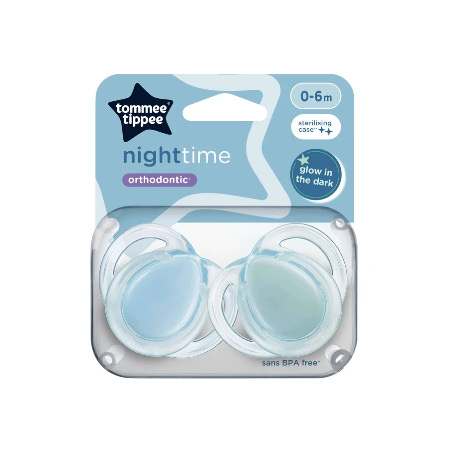 Нічна ортодонтична пустушка, 0-6 місяців, 2 штуки, синя, Tommee Tippee: ціни та характеристики