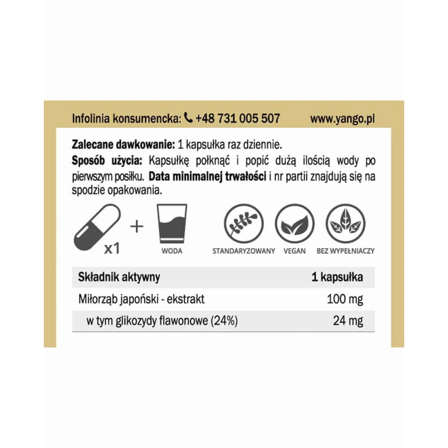 Екстракт гінкго білоба 24% (100 мг 90 капсул) Yango: ціни та характеристики