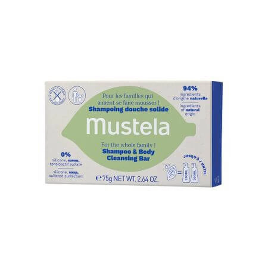 Твердий шампунь для волосся та тіла, 75 г, Mustela: ціни та характеристики