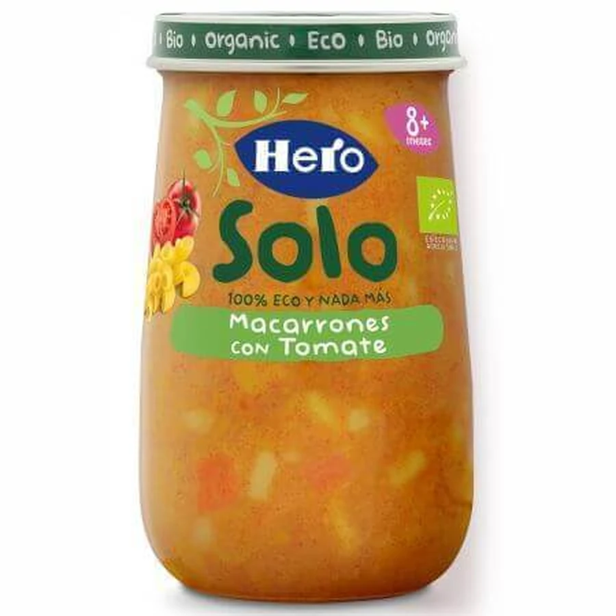 Органічне пюре з макаронами та помідорами Solo, 8 місяців+, 190 г, Hero Baby: ціни та характеристики