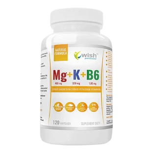 Wish Mg+K+B6, магній, калій, вітамін В6, 120 капсул, 120 капсул