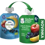 Gerber Органический пакетик яблоко, банан, клюква и ерника 100% БИО 6м+ 90 г