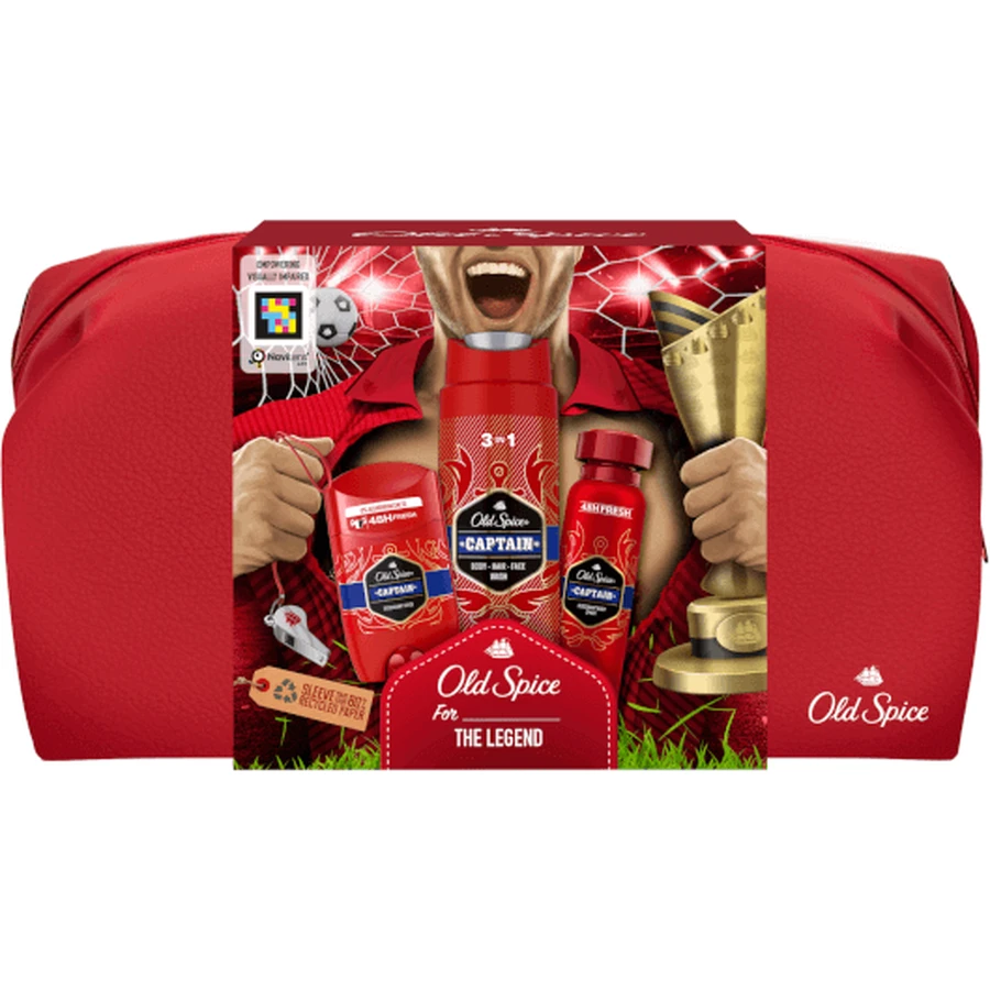 Old Spice Footballer: набір твердий дезодорант + дезодорант-спрей і гель для душу Captain з нотами сандалу і цитрусових: ціни та характеристики