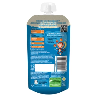 Gerber Junior Десерт в трубочке, яблоко, банан, персик, абрикос, манго, без добавления сахара, после 1 года, 110 г