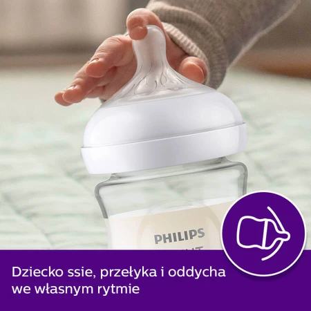 Avent Natural Response, стеклянная бутылочка с реагирующей соской, поток 3, SCY933/01, после 1 месяца, 240 мл: цены и характеристики