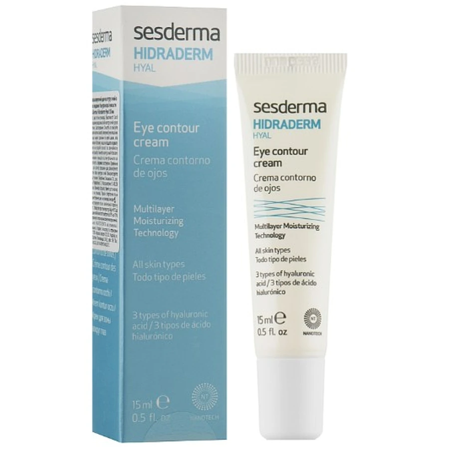 Крем для шкіри навколо очей Sesderma Hidraderm Hyal Eye Contour Cream, розгладжувальний, 15 мл: ціни та характеристики