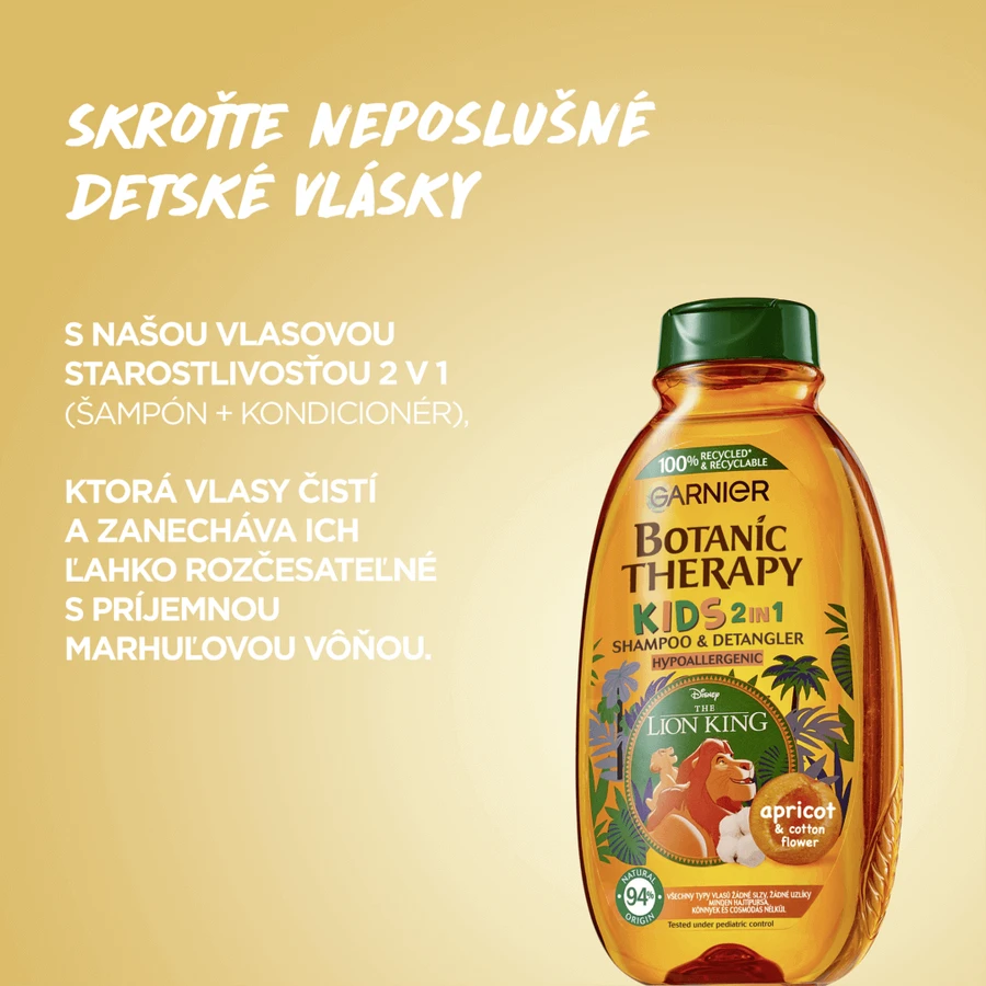 Garnier Botanic Therapy Disney Kids 2в1 Шампунь та кондиціонер Король Лев Абрикос 400 мл: ціни та характеристики