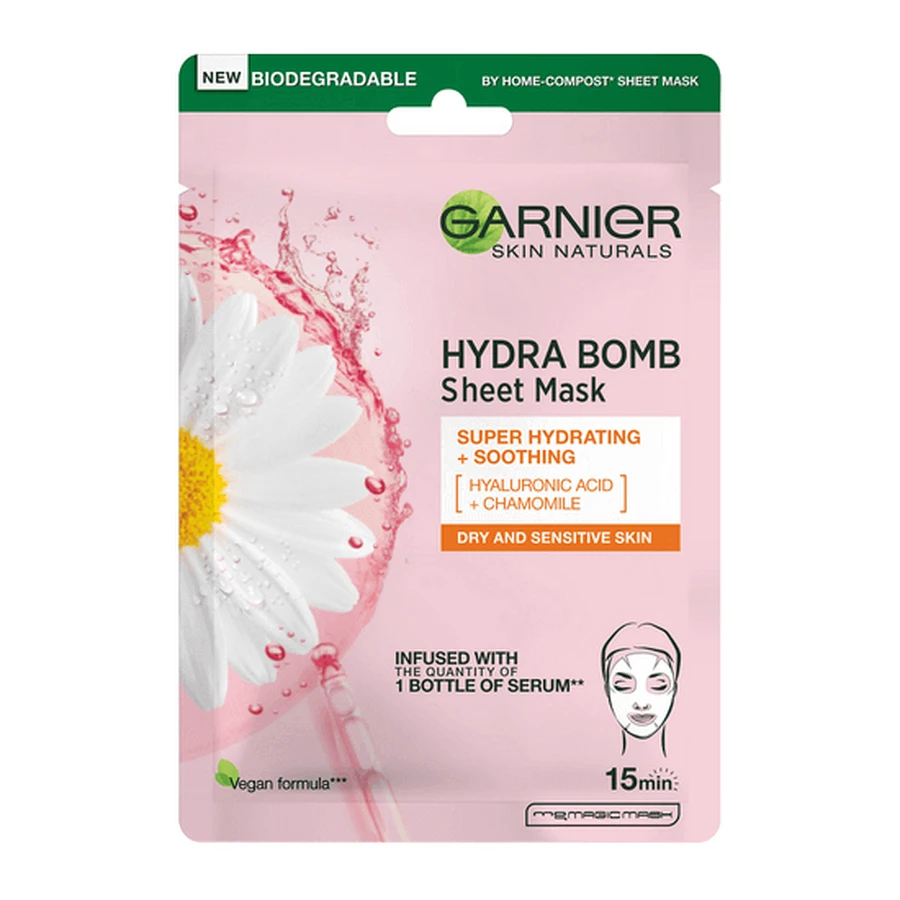 Маска для обличчя Hydra Bomb Skin Naturals Ромашкова маска для обличчя Hydra Bomb Skin Naturals, 28 г, Garnier: ціни та характеристики