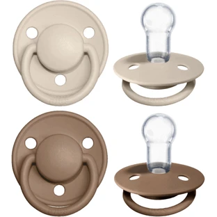 BIBS De Lux Пустышка силиконовая One Size, ваниль/темный дуб 0-36м 2 шт.