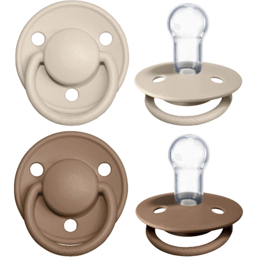 BIBS De Lux Пустышка силиконовая One Size, ваниль/темный дуб 0-36м 2 шт.: цены и характеристики
