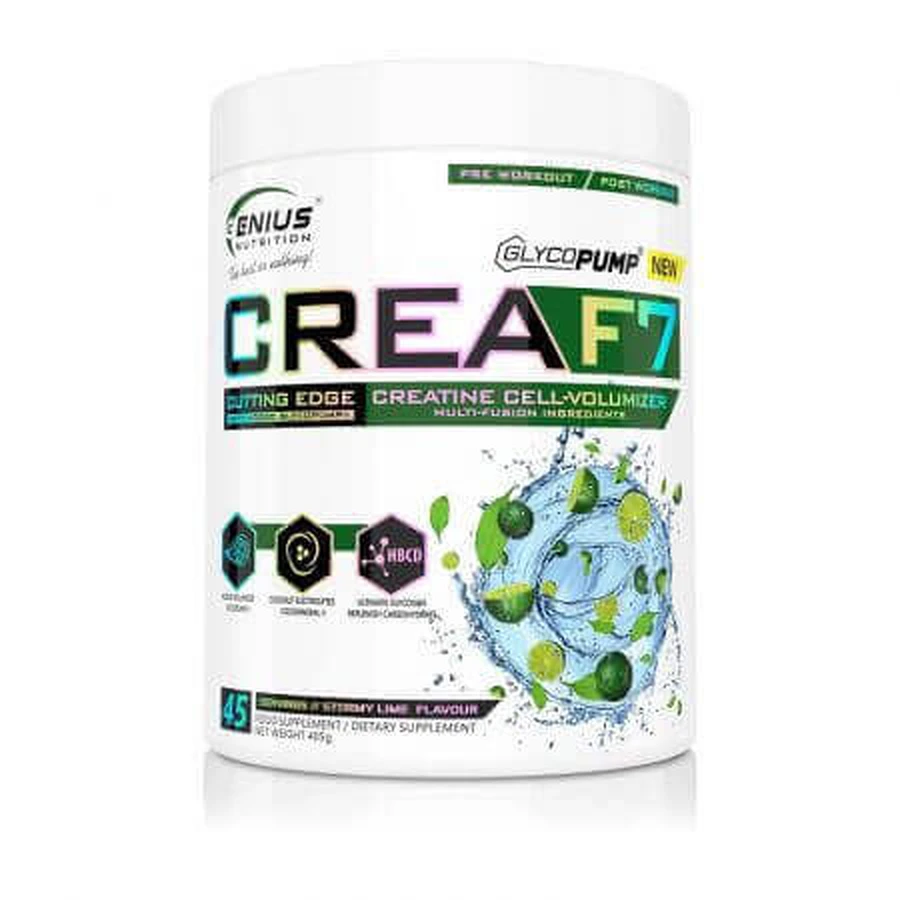 Креатиновий порошок зі смаком лайма CreaF7, 405 г, Genius Nutrition: ціни та характеристики