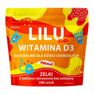 Lilu Kids Вітамін D3, натуральні рідини для дітей та дорослих, зі смаком апельсина, 200 шт.