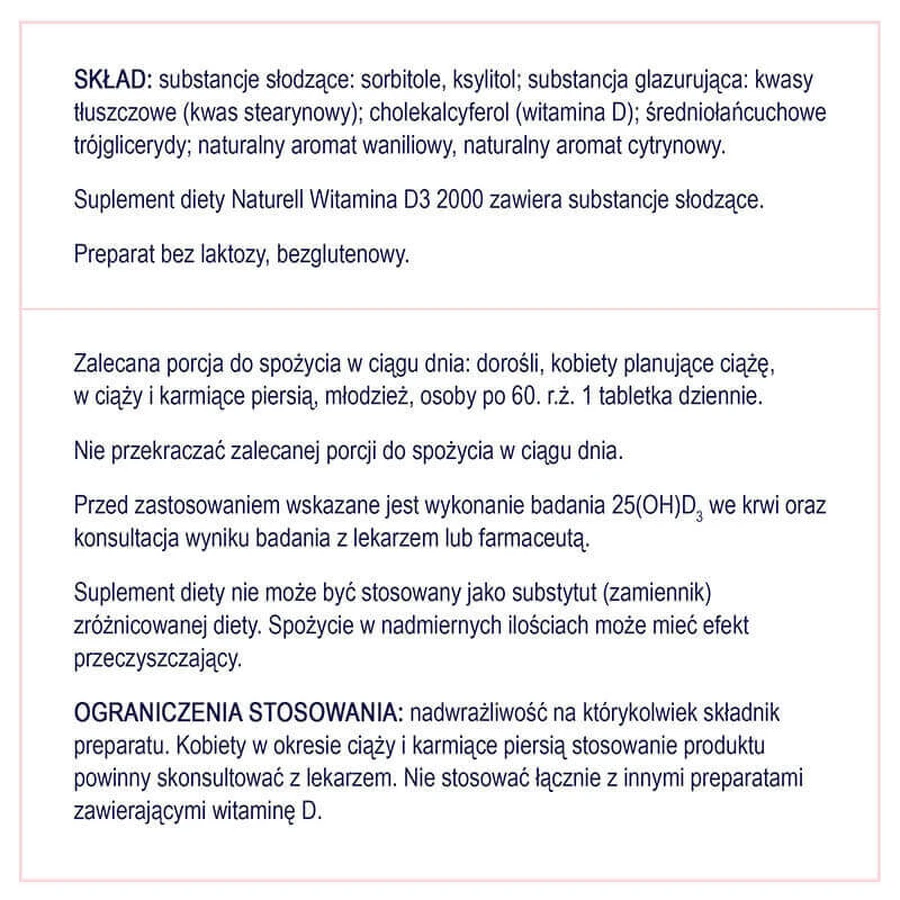 Naturell Вітамін D3 2000, 60 жувальних таблеток: ціни та характеристики