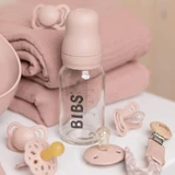 Пляшечка Bibs Baby Glass Bottle, скляна з гумовою соскою з повільним потоком, рум'яна, від народження, 110 мл