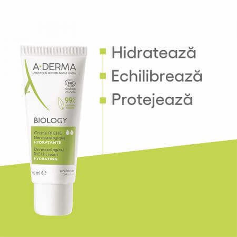 Зволожуючий крем A-Derma Biology Rich Moisturizing Cream, 40 мл: ціни та характеристики