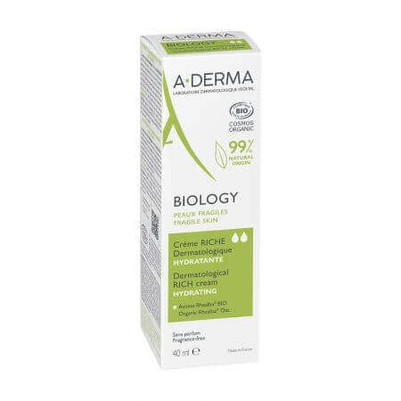 Зволожуючий крем A-Derma Biology Rich Moisturizing Cream, 40 мл: ціни та характеристики