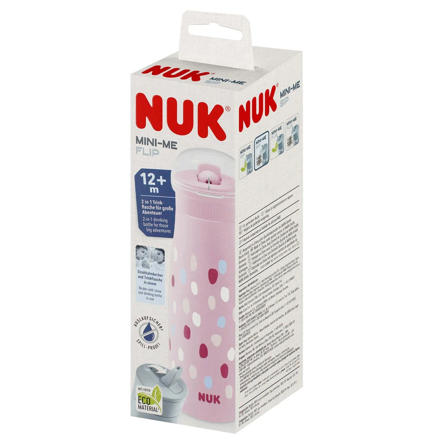NUK Mini-Me FLip, пляшечка для пиття з нагубником 2-в-1, рожева, від 12 місяців, 450 мл: ціни та характеристики