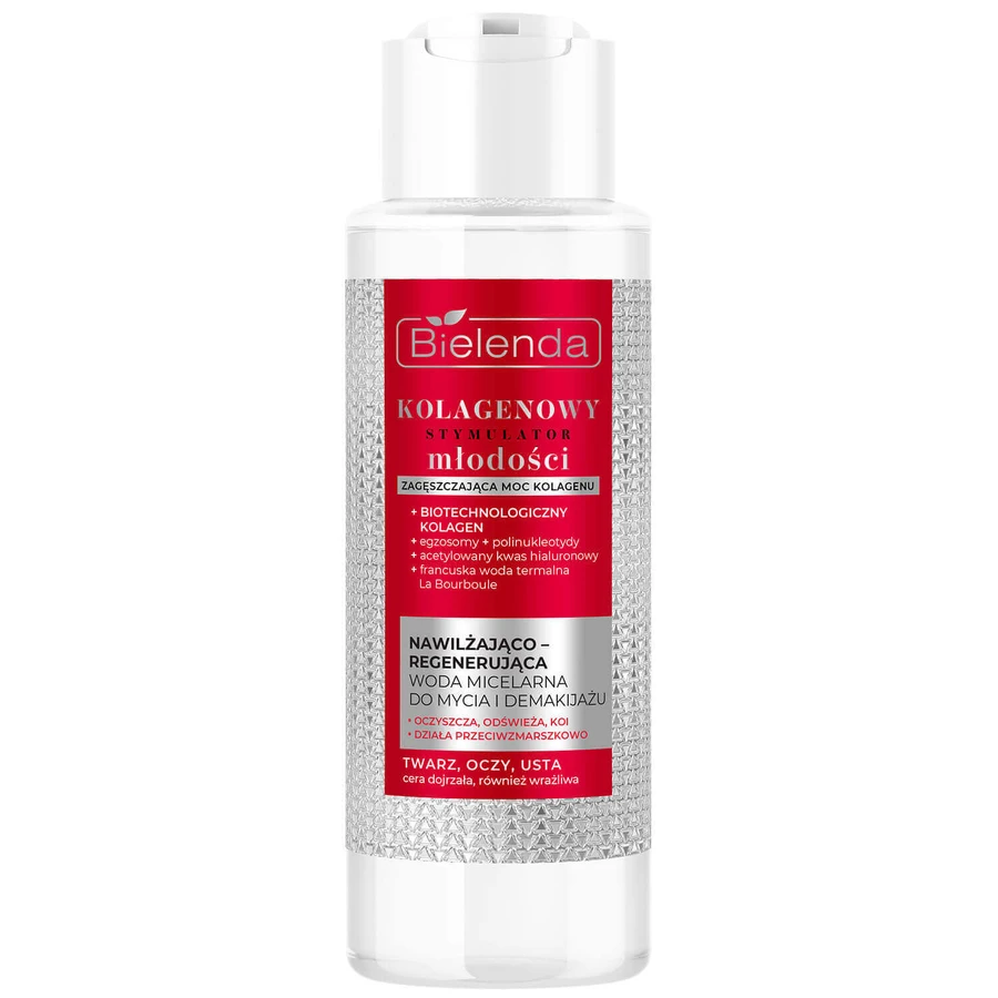 Bielenda Collagen Modo Stimulator, зволожуюча та регенеруюча міцелярна вода для обличчя, очей, губ, очищення та зняття макіяжу 400 мл: ціни та характеристики