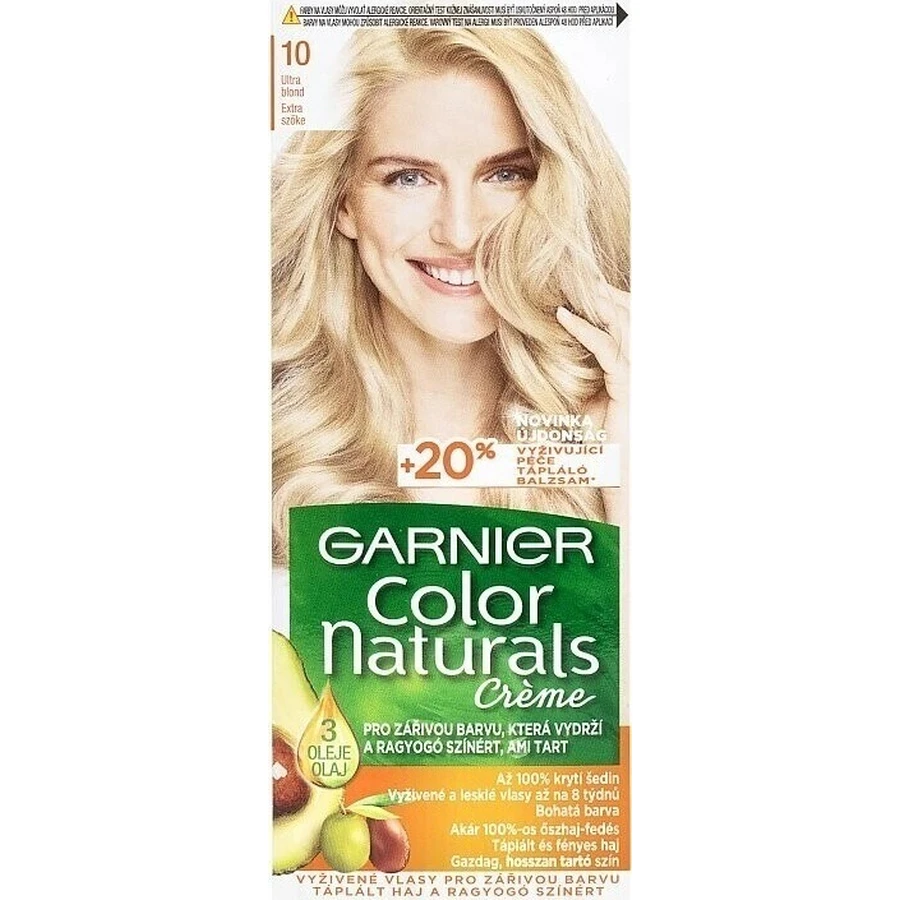 Фарба для перманентного фарбування волосся Garnier Color Naturals 10 Ультра-русявий 1×1 шт, колір волосся: ціни та характеристики
