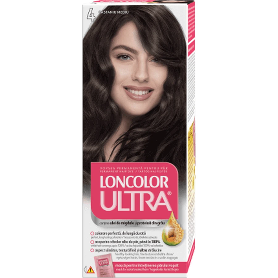 Фарба перманентна Loncolor ULTRA 4 середньо-коричнева, 1 шт: ціни та характеристики