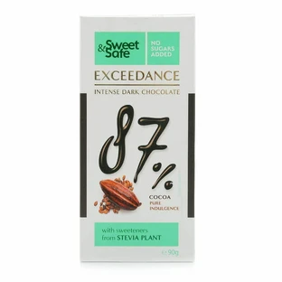 Інтенсивно гіркий чорний шоколад 87% Sweet & Safe, 90 г, Sly Nutritia