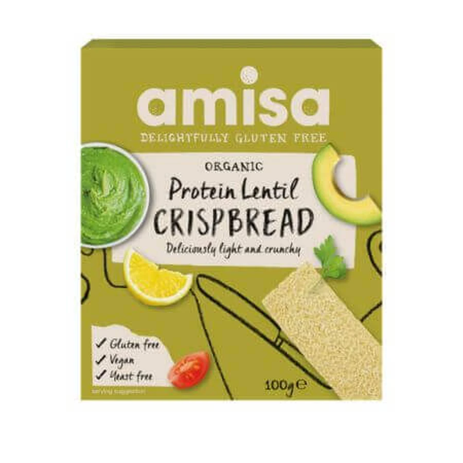 Хрустящие хлебцы без глютена с органическим протеином, 100 г, Amisa: цены и характеристики