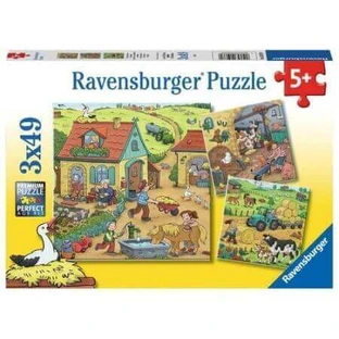 Пазл "Труд на ферме", 3x49 деталей, +5 лет, Ravensburger